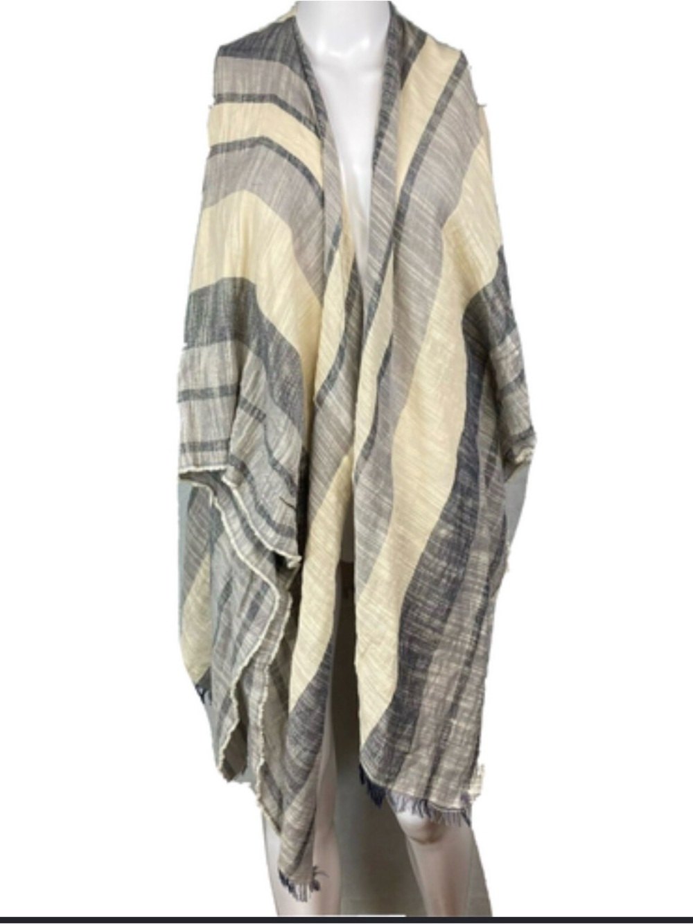Universal Thread Cream and Gray Striped Scarf Wrap